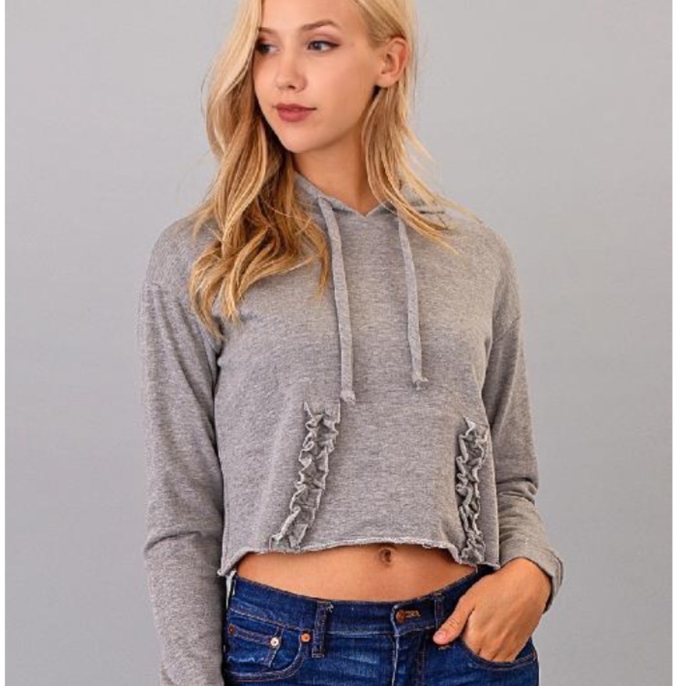 Cute ruffle cropped hoodie